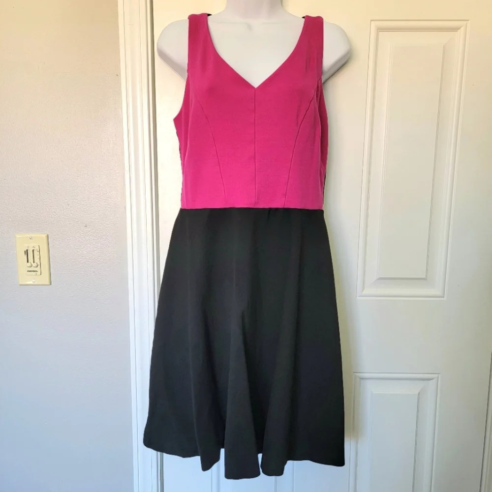 INC International Concepts Sleeveless Dress Fuschia Black Sleeveless Stretch M